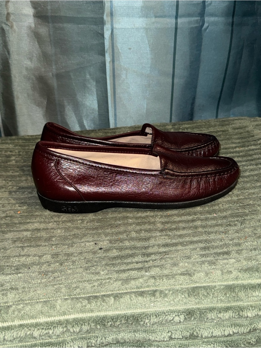 SAS Women's Burgundy Leather Slip-On Loafers